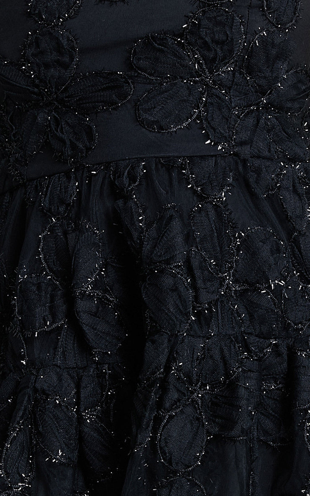 Marzy Mini Elbise - Siyah Straplez Çiçek Detaylı Dantel Fit & Flare Elbise