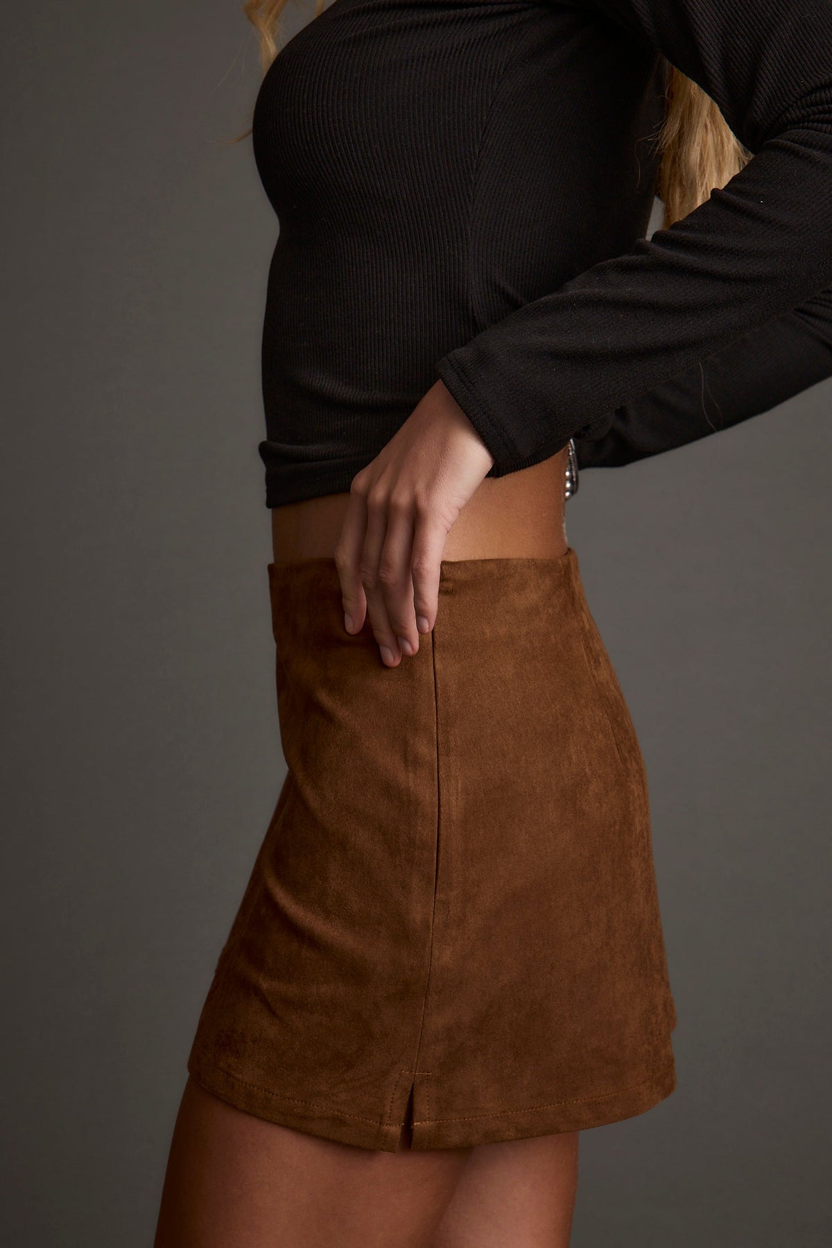 Moxie Taba Vegan Süet Mini Etek