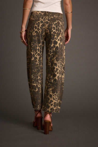 Muse Leopar Desenli Barrel Kot Pantolon
