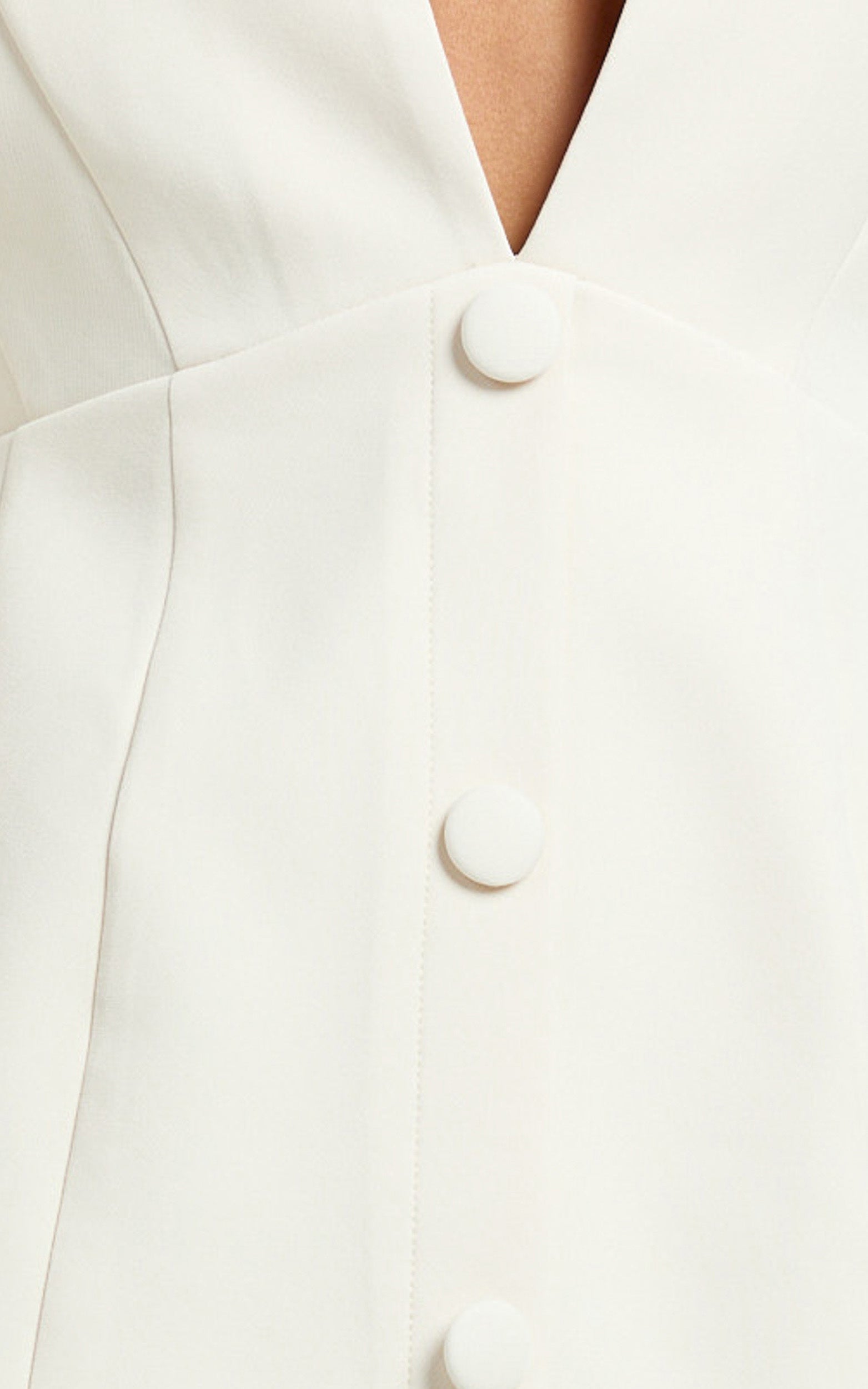Ninette Mini Elbise - Krem V Yaka Lale Etek Blazer Elbise