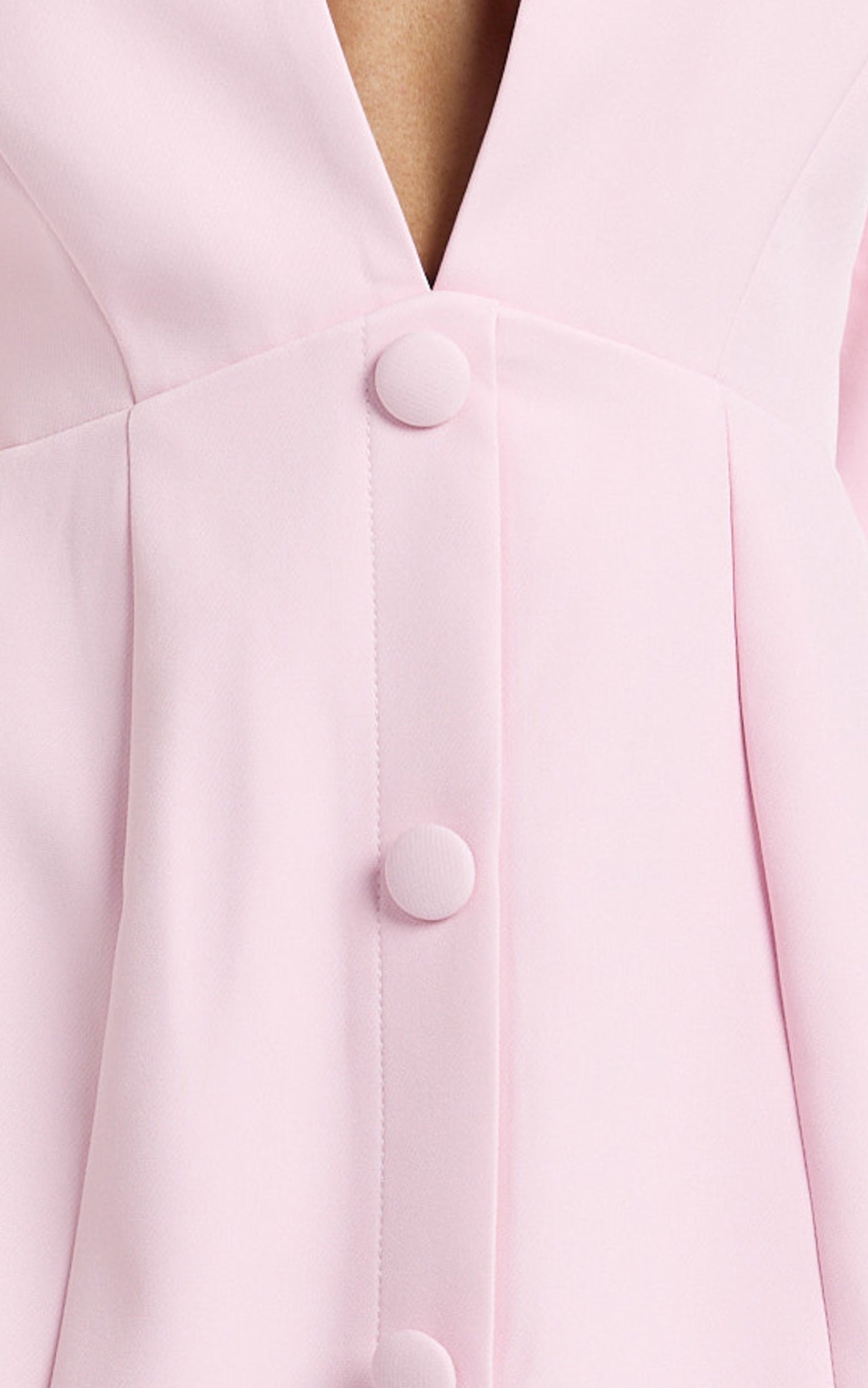 Ninette Mini Elbise - Pembe V Yaka Lale Etek Blazer Elbise