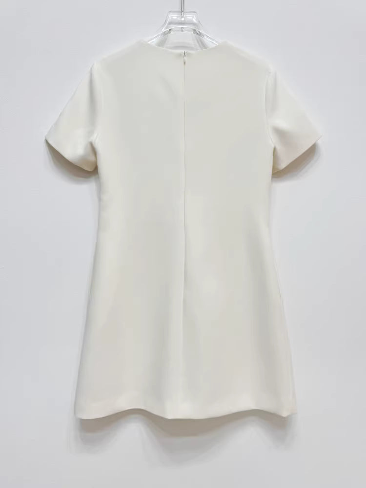 Polyester Krem Rengi Midi Elbise