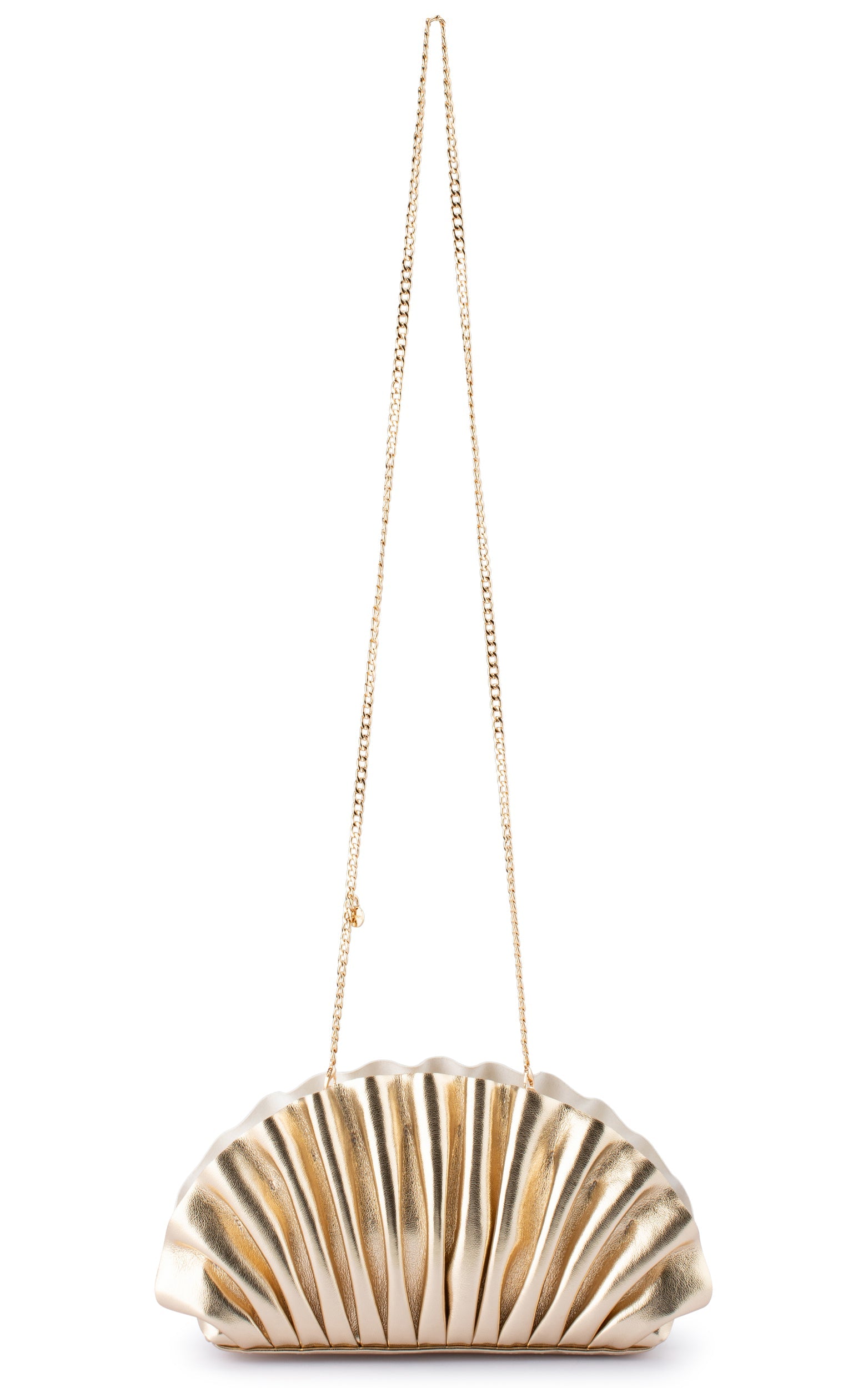 Hollie Altın Pileli Clutch Çanta