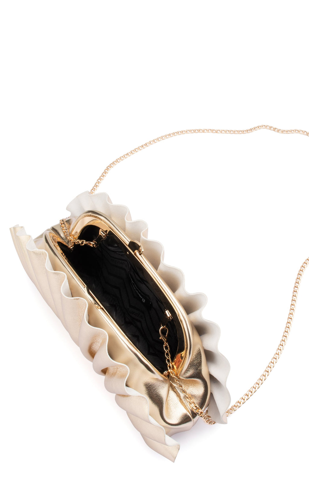 Hollie Altın Pileli Clutch Çanta
