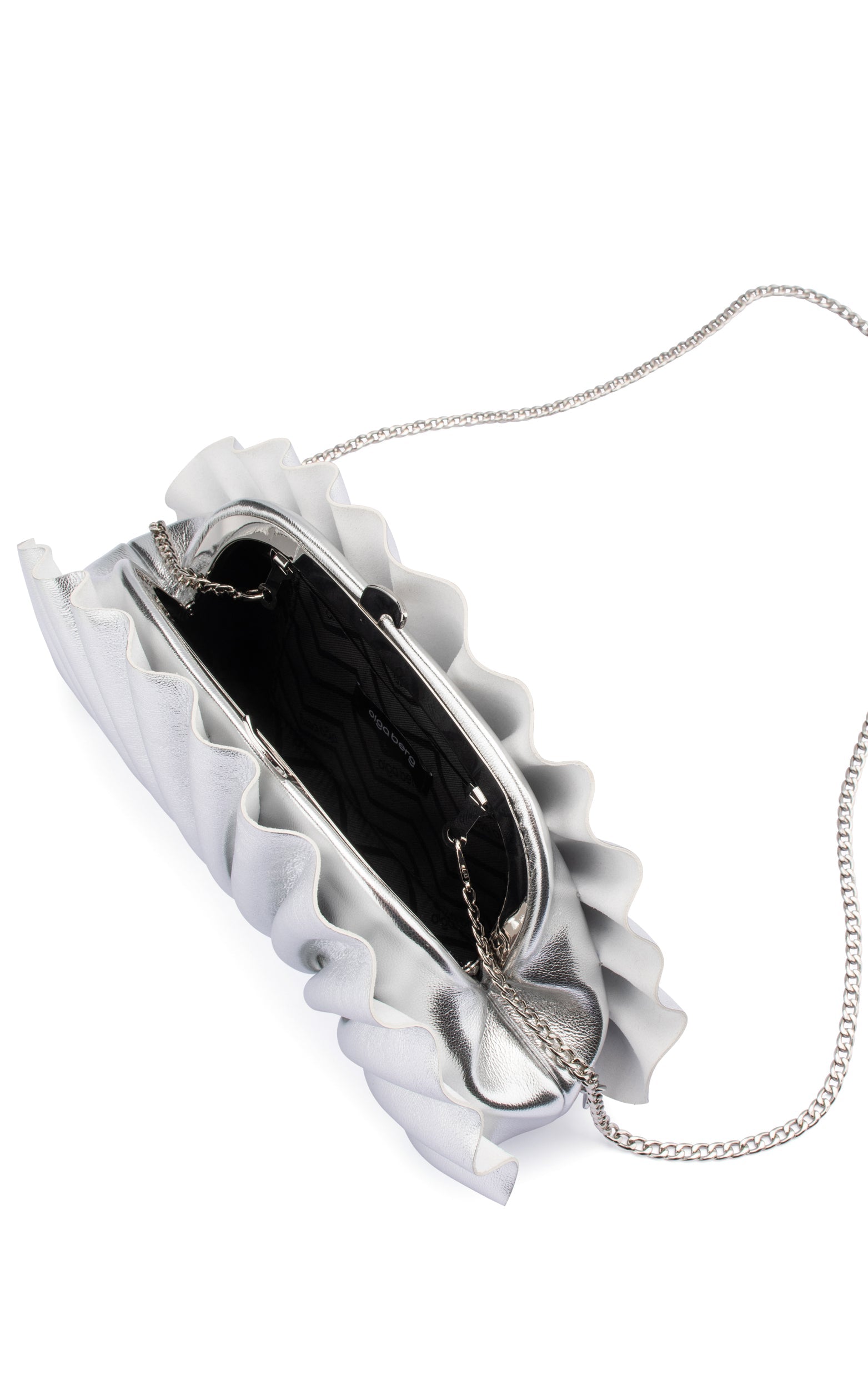 Hollie Gümüş Pileli Clutch Çanta