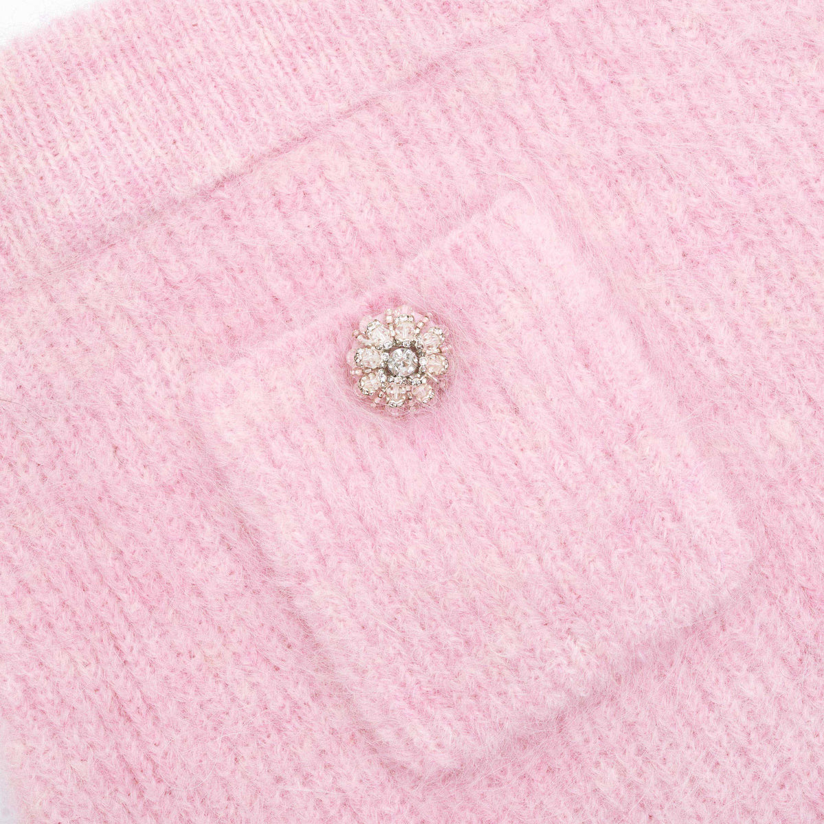 Pembe Kabarık Kaburga Örgü Mini Etek