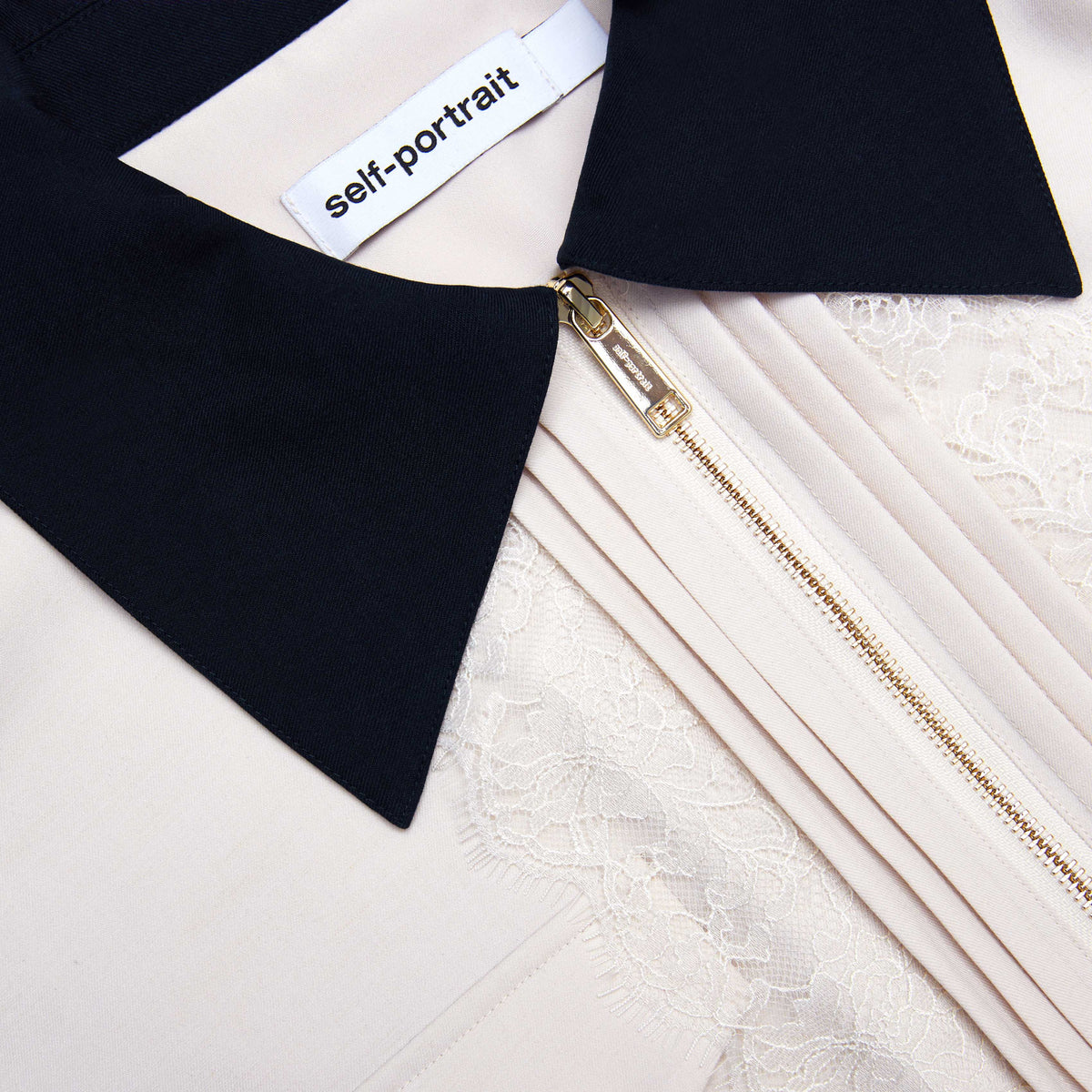 Krem Twill Kontrast Yaka Midi Elbise