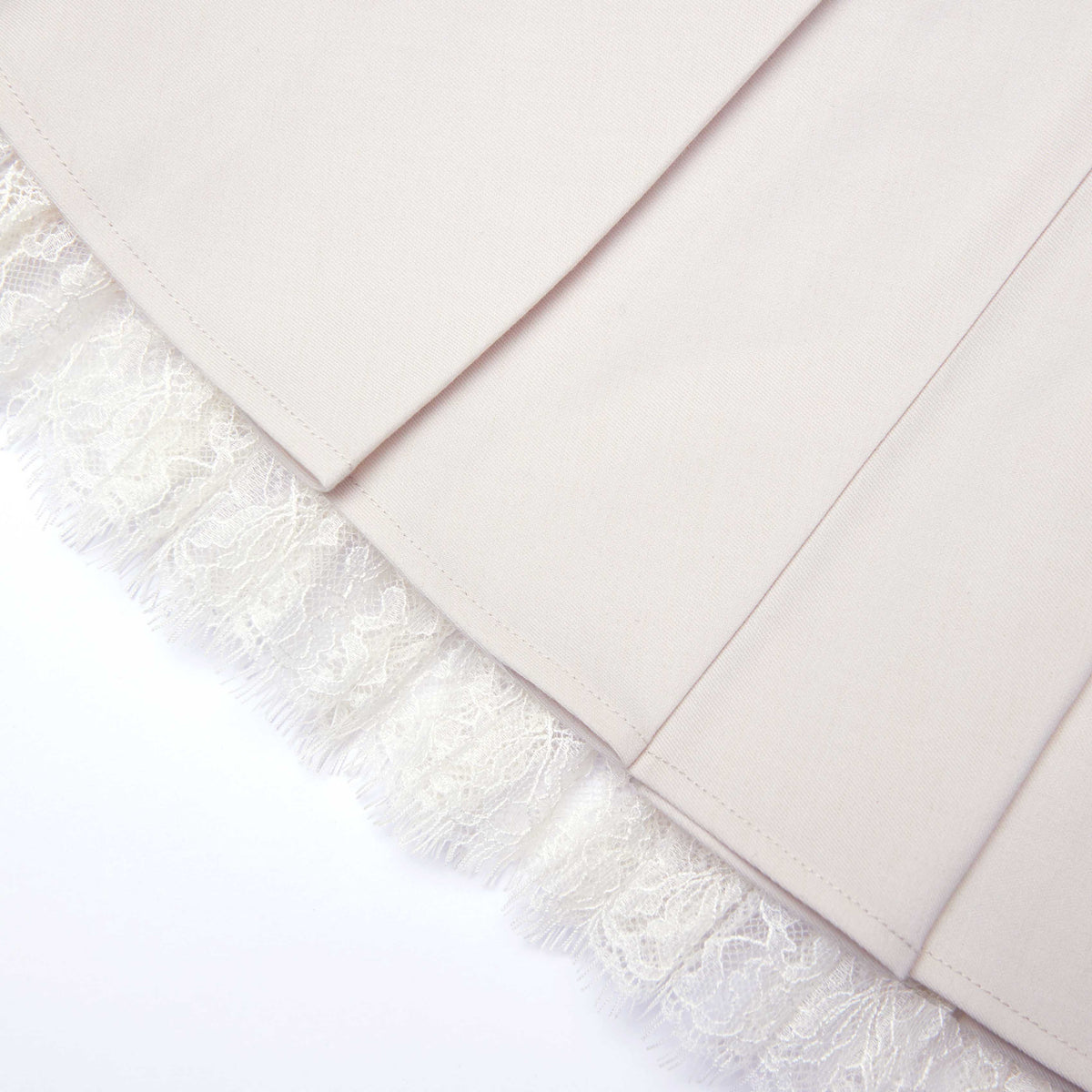 Krem Twill Pileli Mini Etek