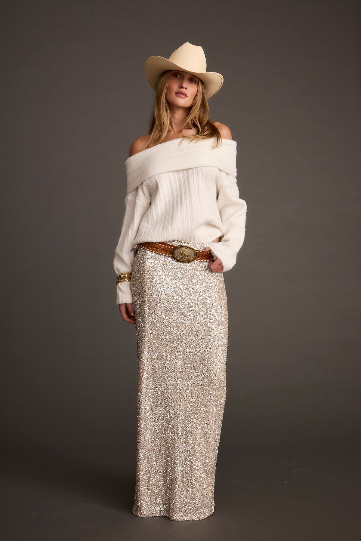 Pamela Fildişi Düşük Omuzlu Kazak