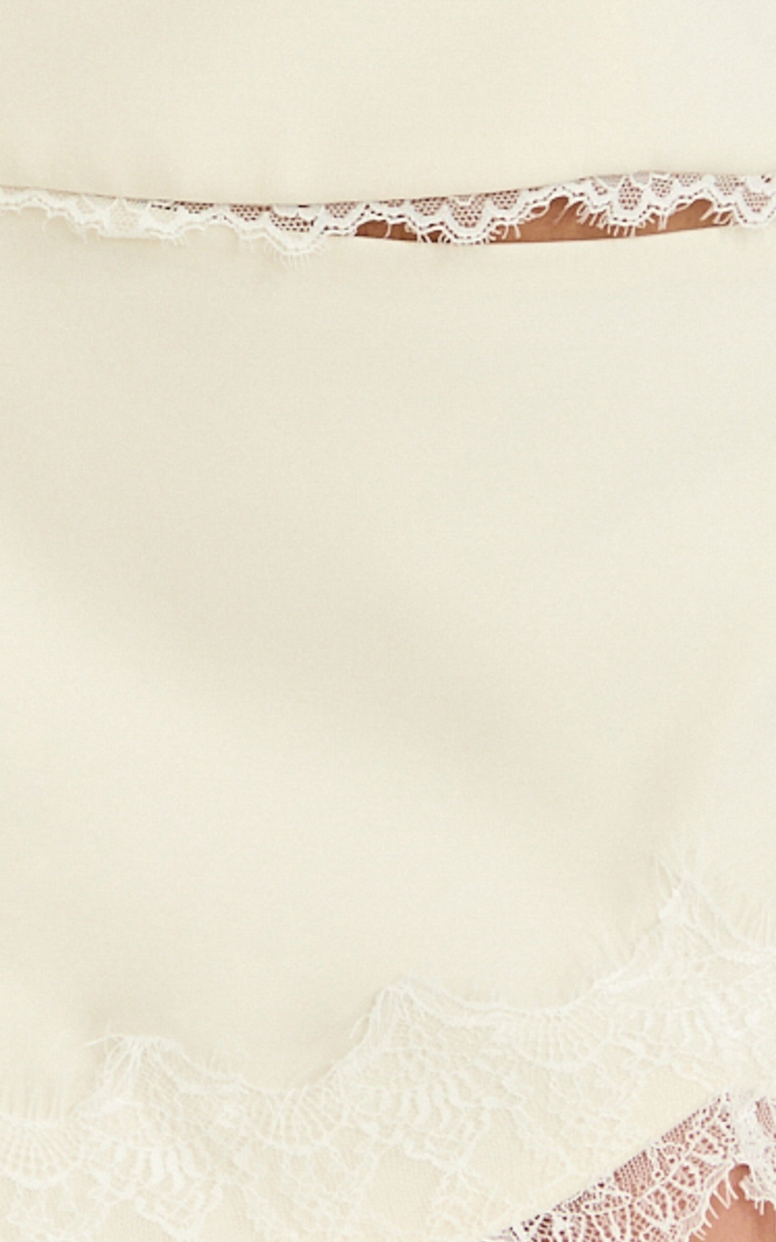 Primrose Mini Etek - Yan Yırtmaçlı Dantel Panelli Slip Etek - Kırık Beyaz