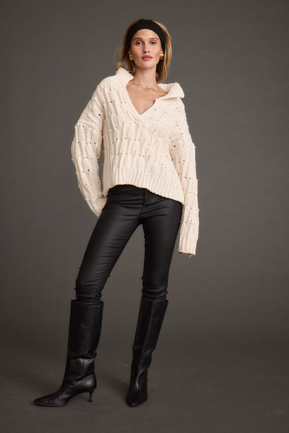 Riverstone Krem Saç Örgülü Kazak