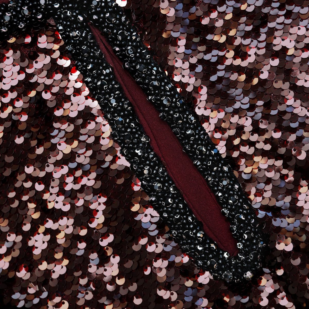 Bordo Pullu Mini Elbise