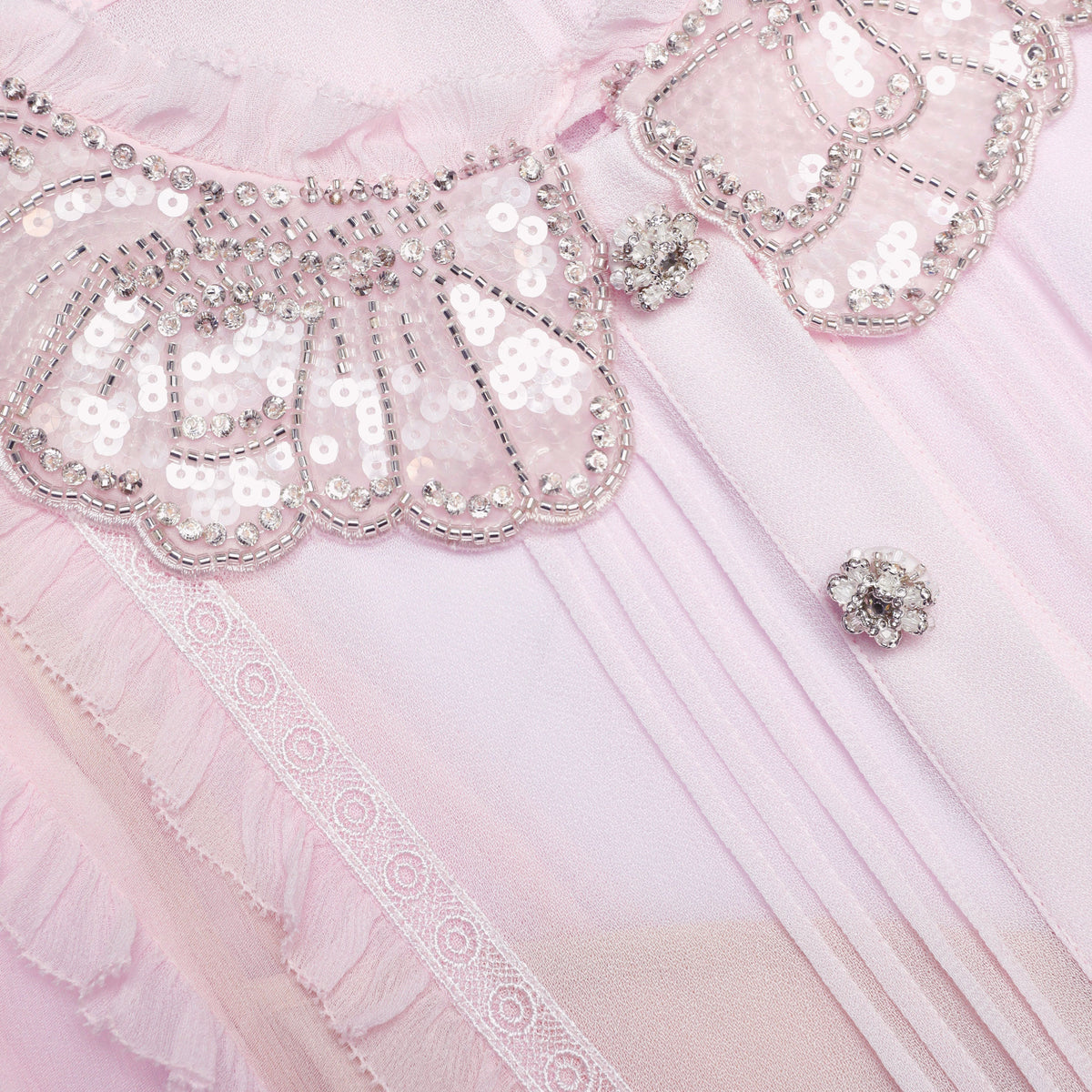 Pembe Pileli Georgette Midi Elbise