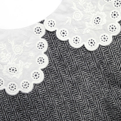 Gri Balıksırtı Yaka Mini Elbise