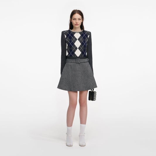 Gri Argyle Kristal Kesim Kazak