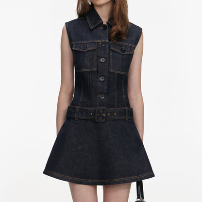 Indigo Kot Kloş Mini Elbise