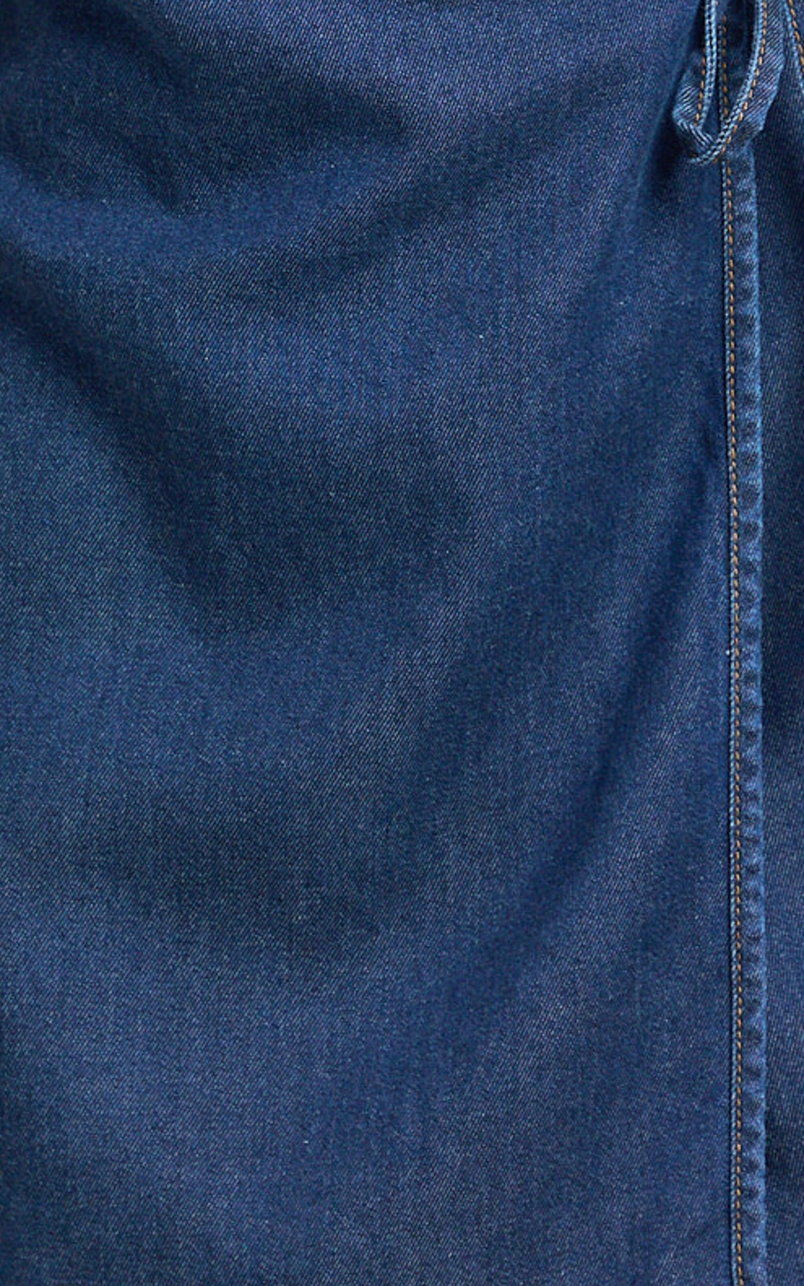 Ramira Mini Elbise - Ham Denim Boyundan Bağlamalı Kruvaze Mini Elbise