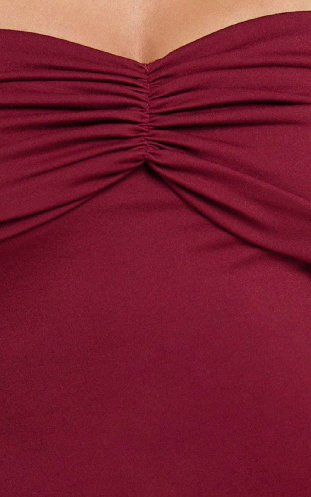Rani Maxi Elbise - Bordo Omuzları Açık Uzun Kollu Bodycon Elbise