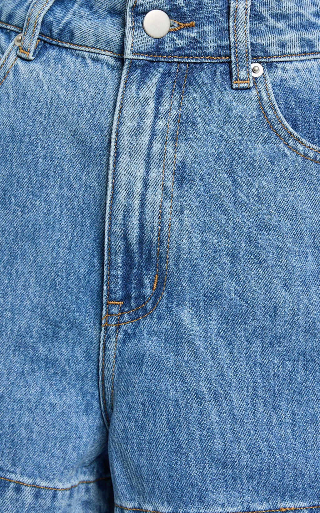 Rhianna Şort - Orta Mavi Yıkamalı Orta Bel Geri Dönüştürülmüş Denim Şort