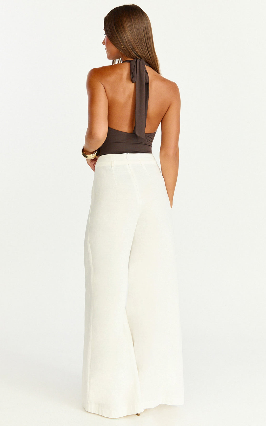 Ricki Bodysuit - Derin Dekolteli T-Bar Ön Detaylı Bodysuit - Çikolata