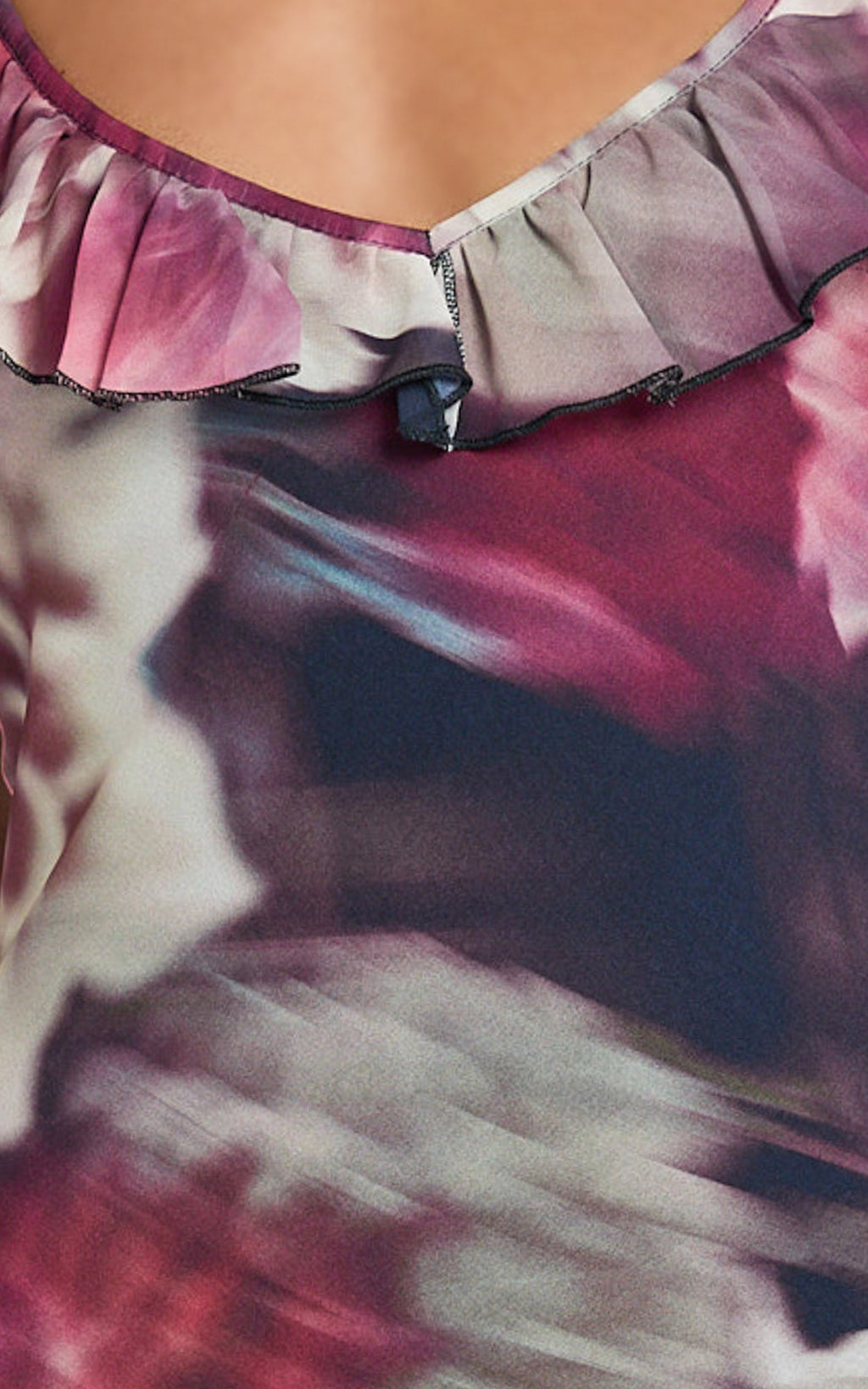 Riley Maxi Elbise - Mariache Rose Desenli Asimetrik Fırfır Detaylı Maxi Elbise