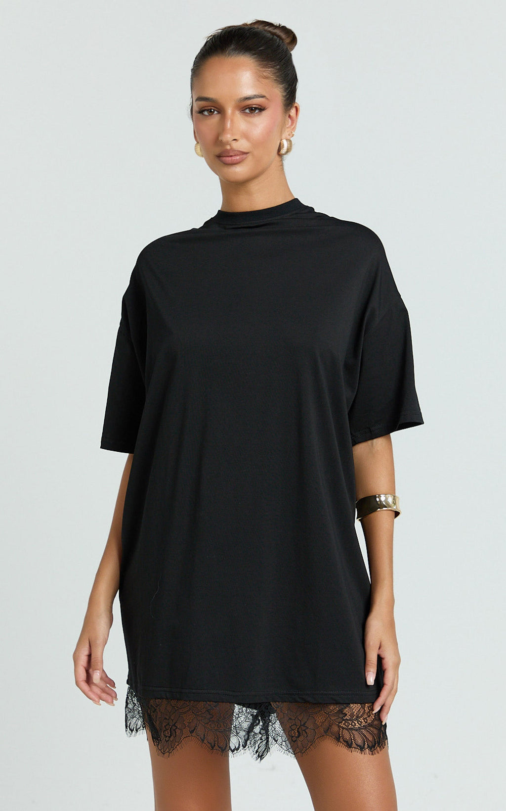 Rina Mini Elbise - Siyah Dantel Biyeli Mini Elbise