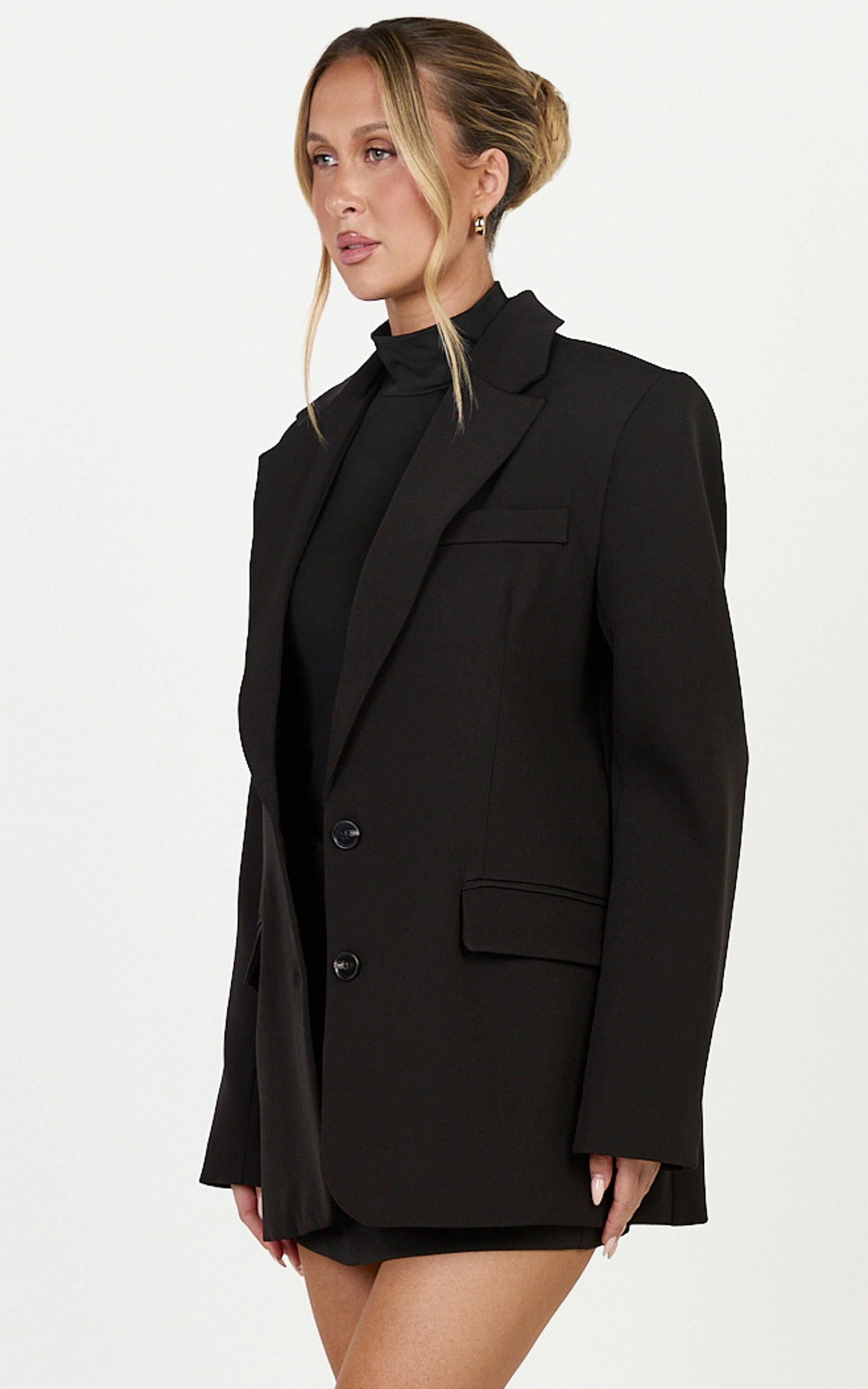 Rosalie Ceket - Siyah Tek Düğmeli Oversize Blazer