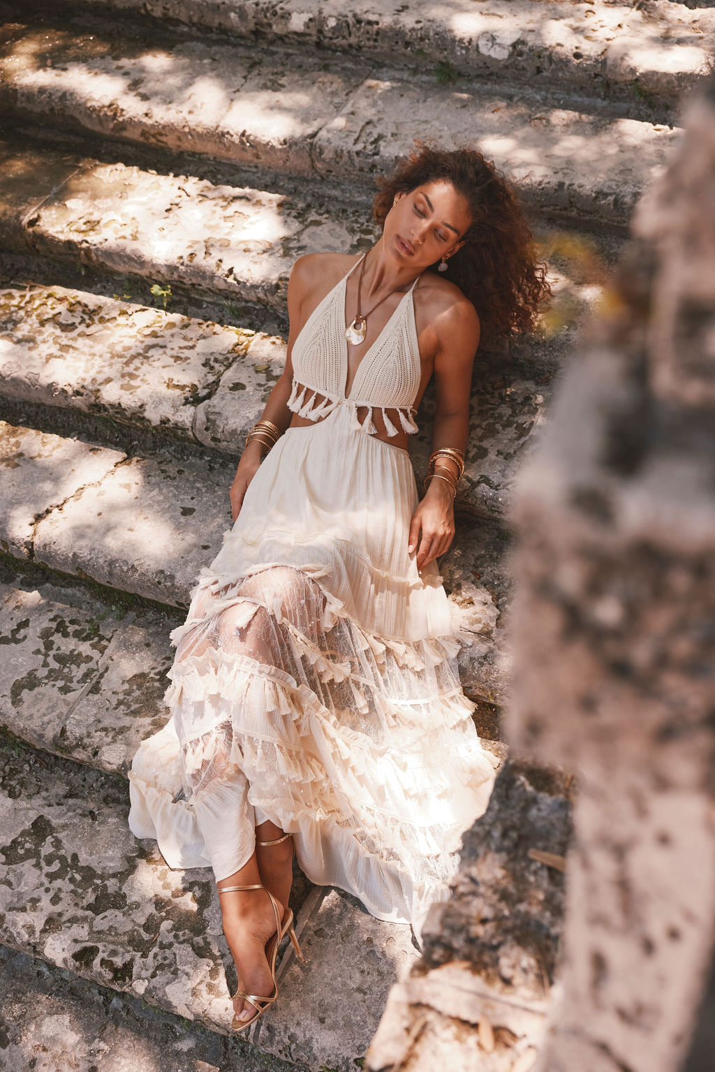 Willow Krem Maxi Elbise