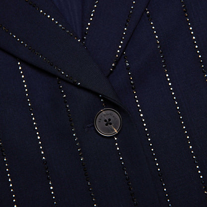 Lacivert Elmas Çizgili Blazer
