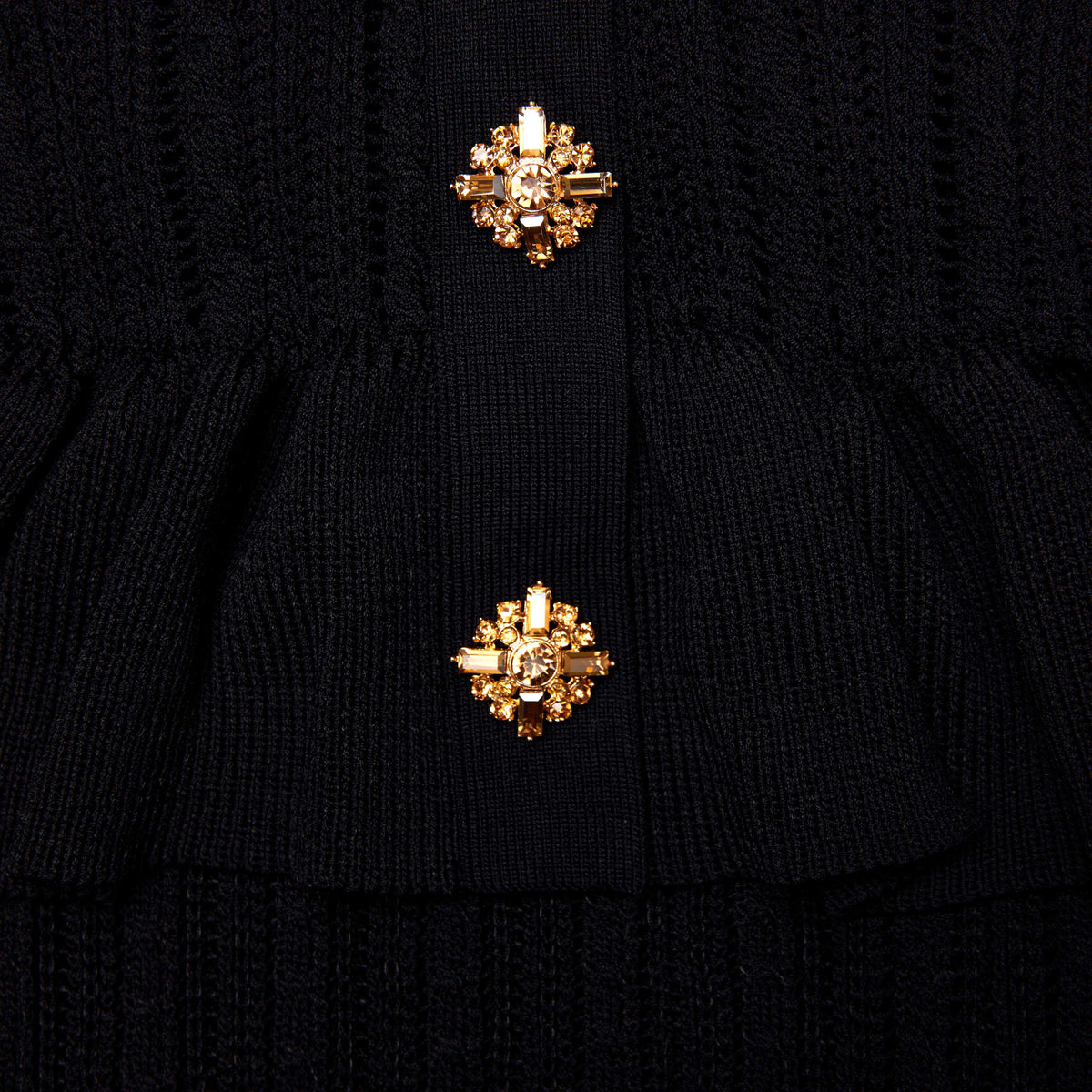 Siyah Örme Peplum Midi Elbise