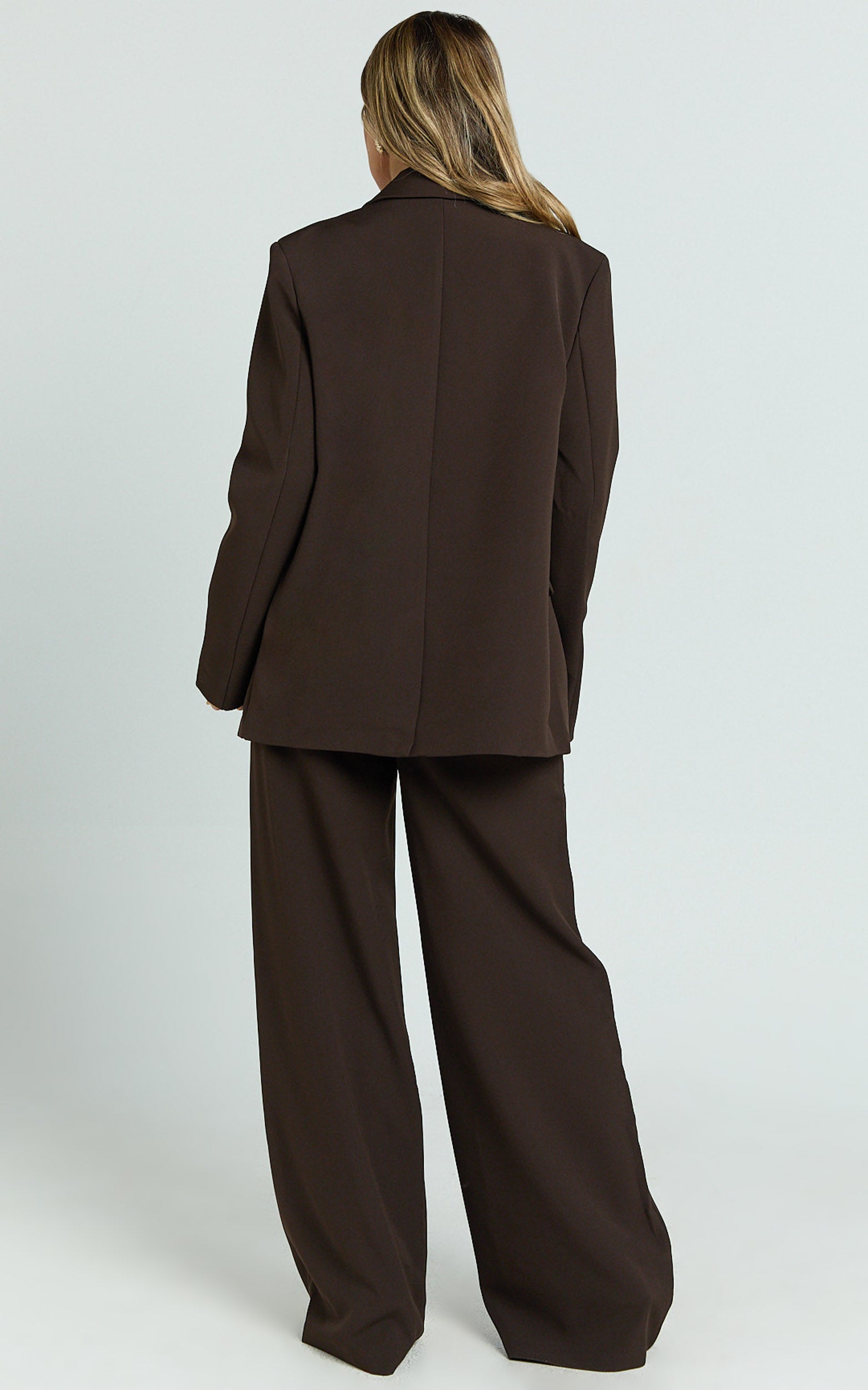 Selena Blazer - Kahverengi Oversize Tek Düğmeli Blazer Ceket