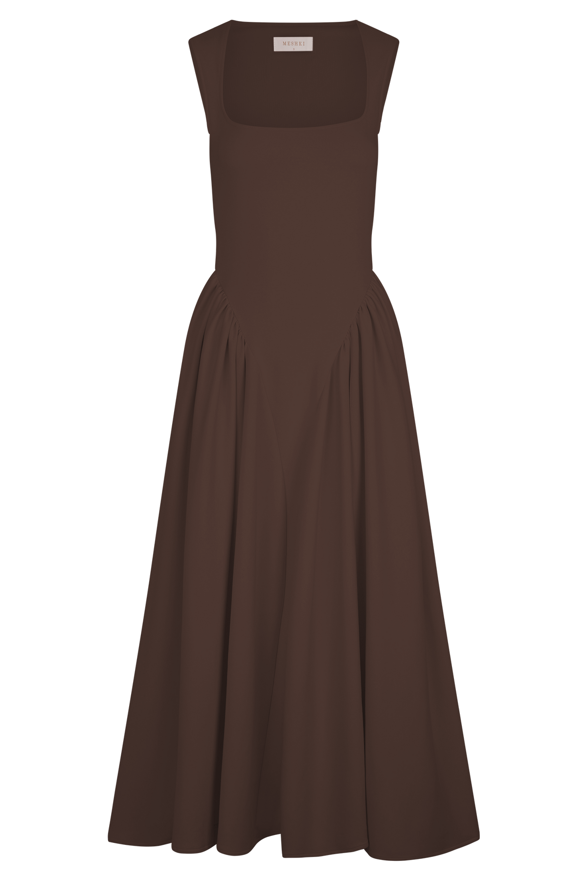 Sharon Scuba Jersey Midi Elbise - Kakao Kahverengi