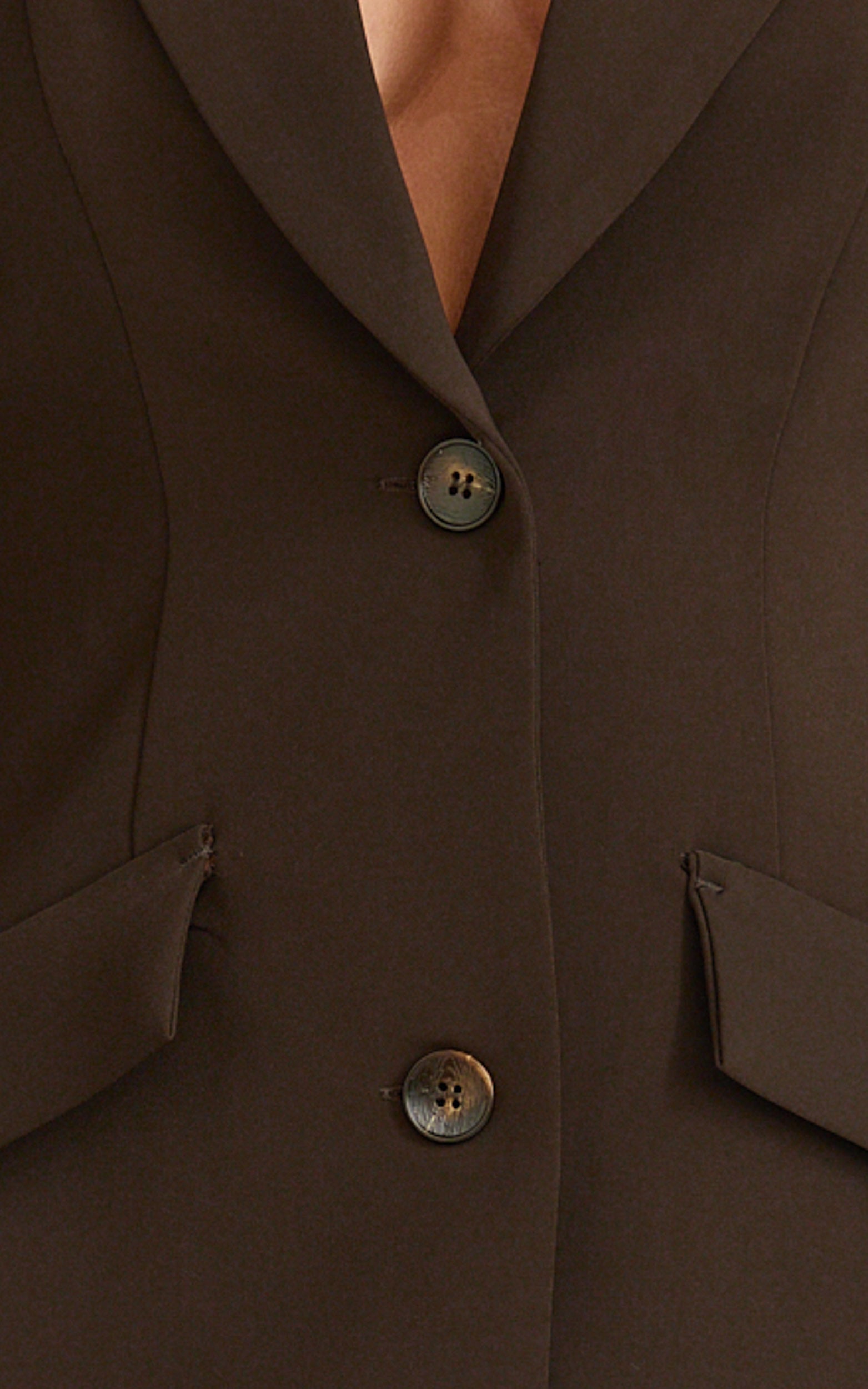Shelley Mini Elbise - Yakalı Çift Düğmeli Blazer Elbise - Koyu Çikolata