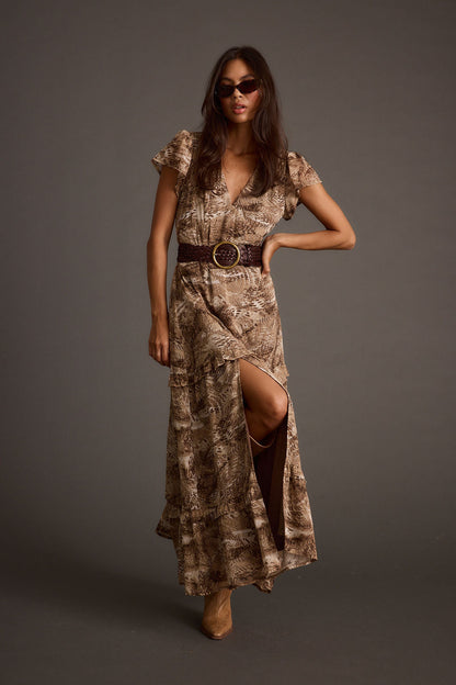 Sundance Mocha Desenli Maxi Elbise