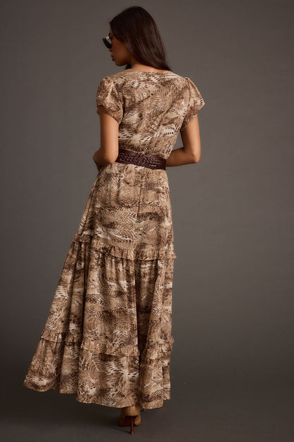 Sundance Mocha Desenli Maxi Elbise