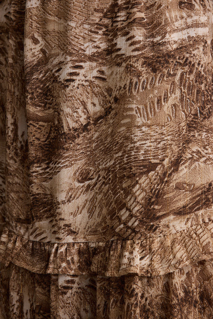 Sundance Mocha Desenli Maxi Elbise
