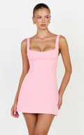 Zaria Mini Elbise - Pembe Panelli Elbise