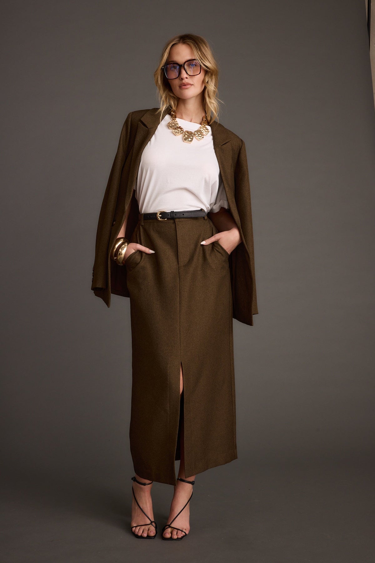 Tory Mocha Twill Blazer Ceket