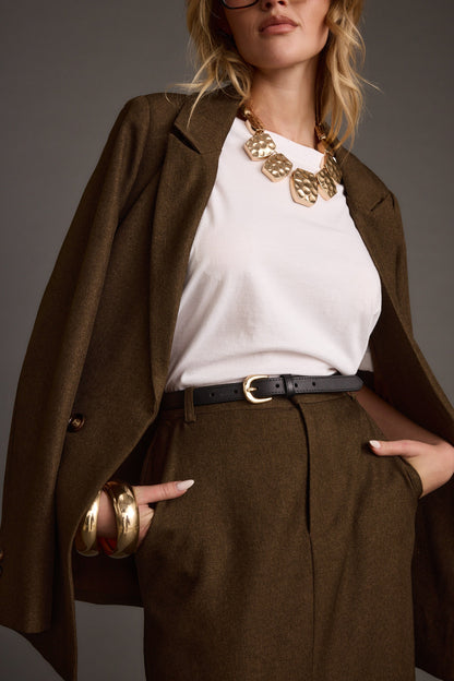 Tory Mocha Twill Blazer Ceket