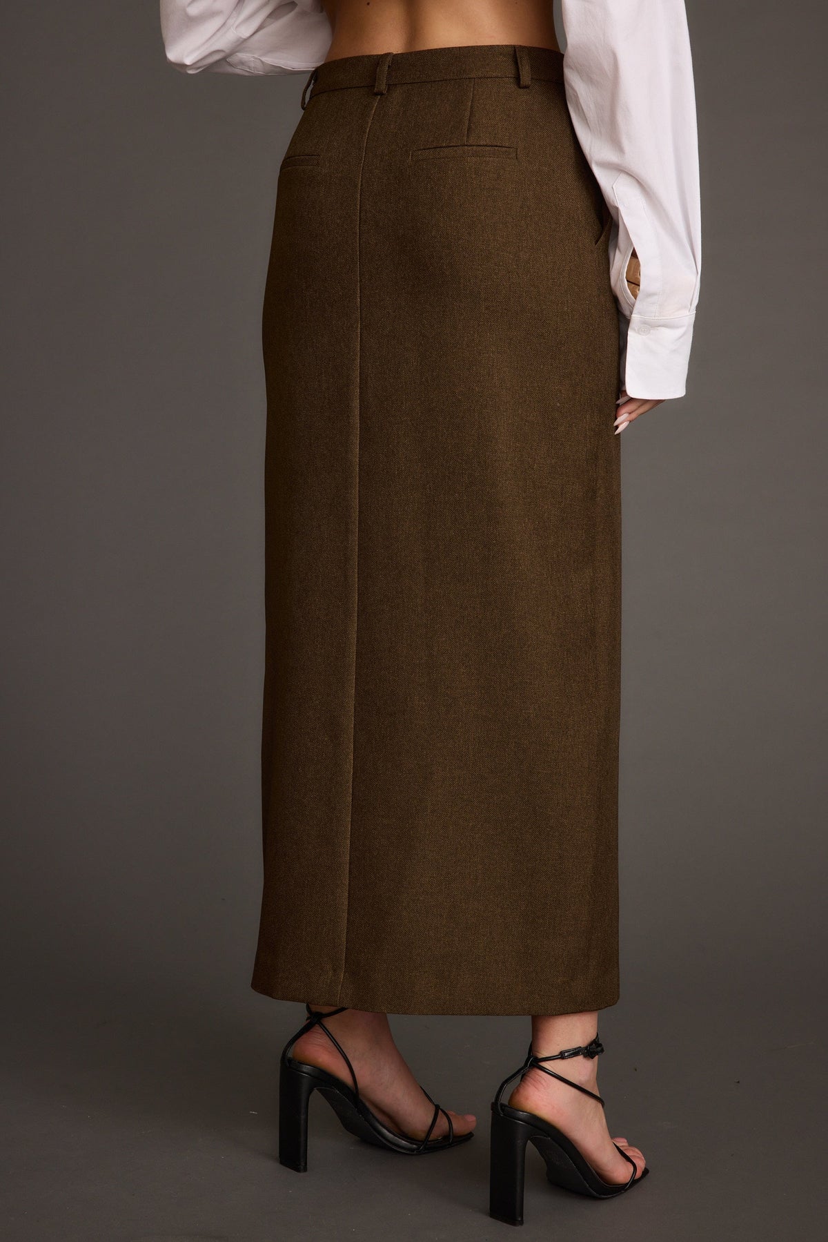Tory Kahve Gabardin Midi Etek