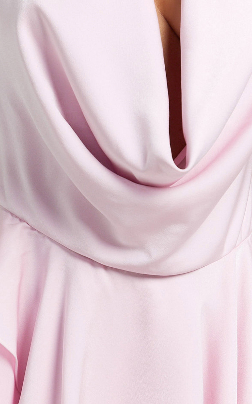 Tanisha Mini Elbise - Pembe Boyundan Bağlamalı Degaje Yaka Asimetrik Etekli Elbise