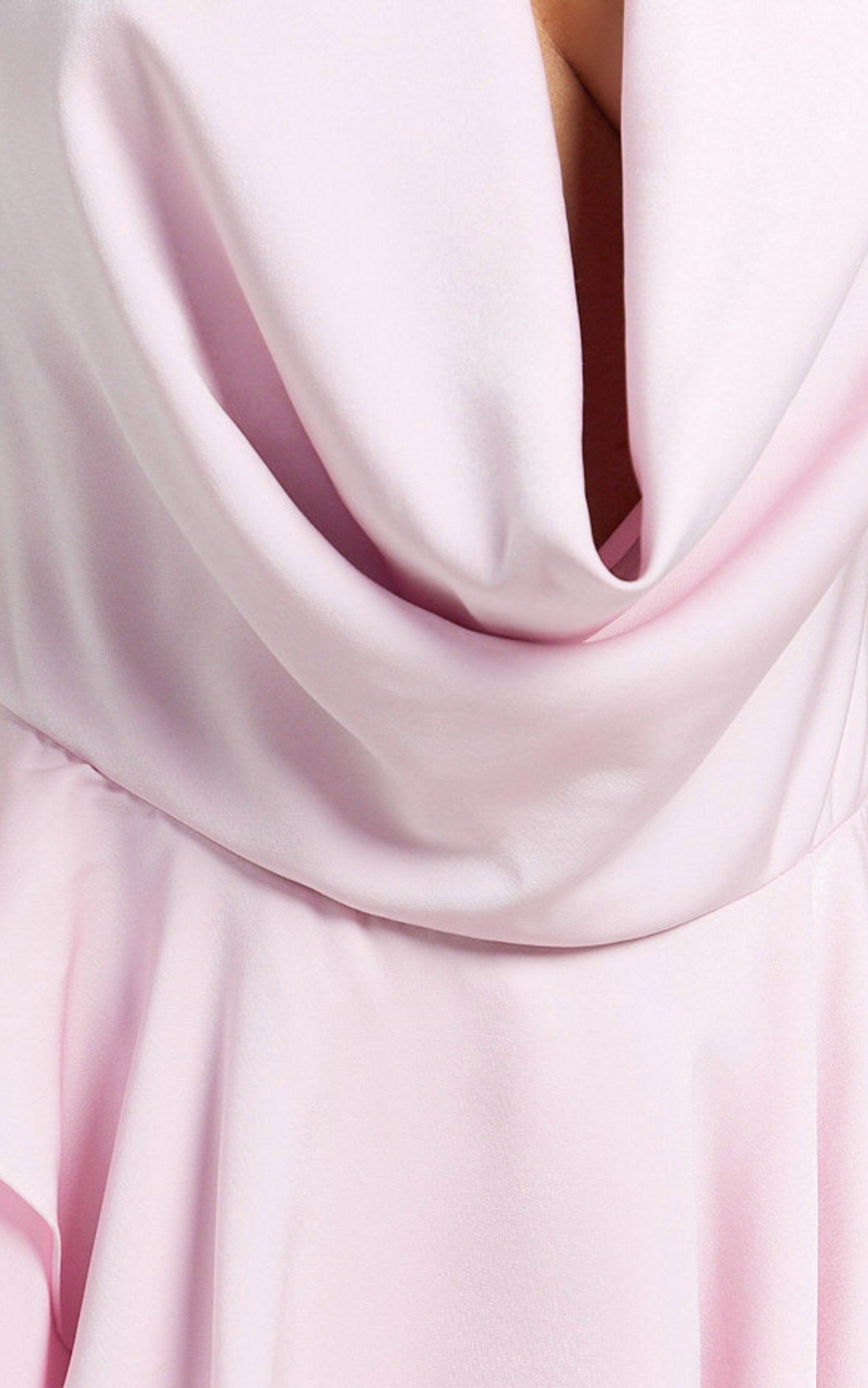 Tanisha Mini Elbise - Pembe Boyundan Bağlamalı Degaje Yaka Asimetrik Etekli Elbise