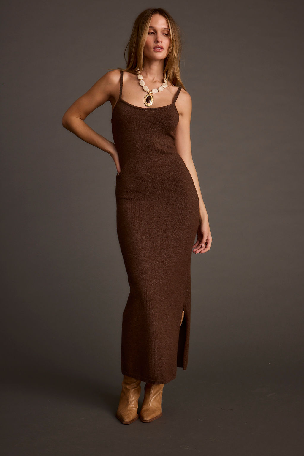 Teresa Mocha Kazak Midi Elbise