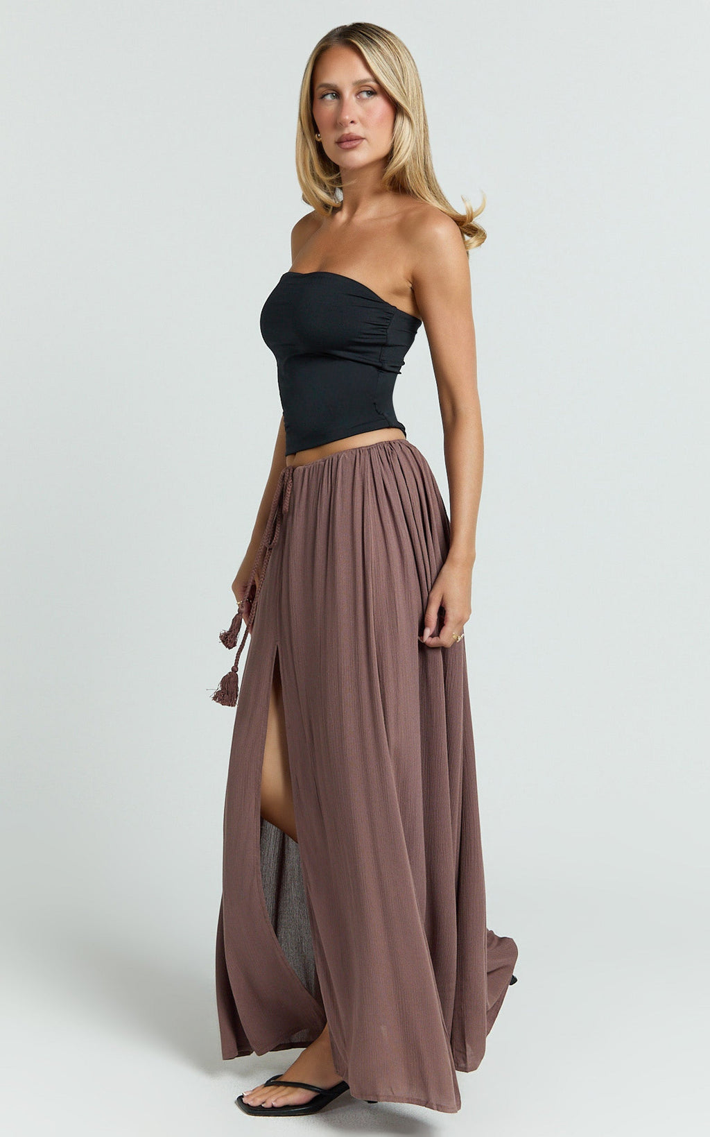 Under The Twilight Maxi Etek - Vizon Uyluk Yırtmaçlı Etek