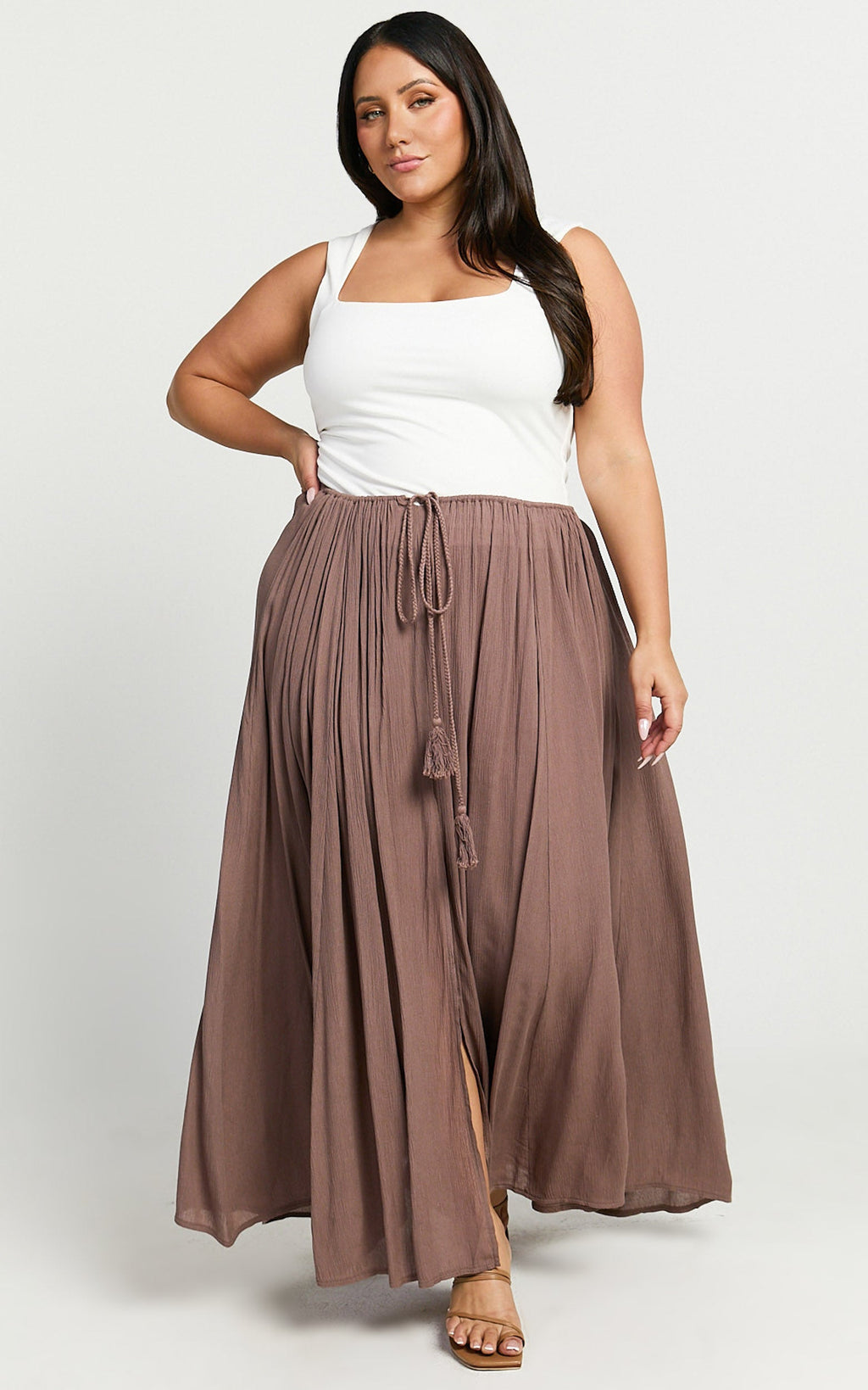 Under The Twilight Maxi Etek - Vizon Uyluk Yırtmaçlı Etek