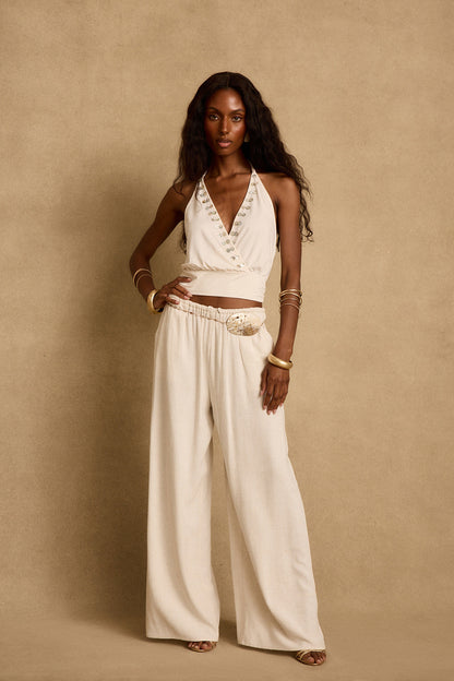 Venice Fildişi Halter Bluz