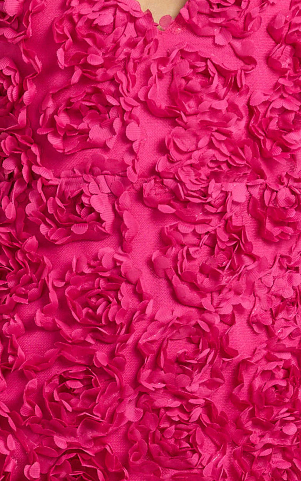 Viola Mini Elbise - Pembe 3D Çiçekli Derin Yaka Elbise