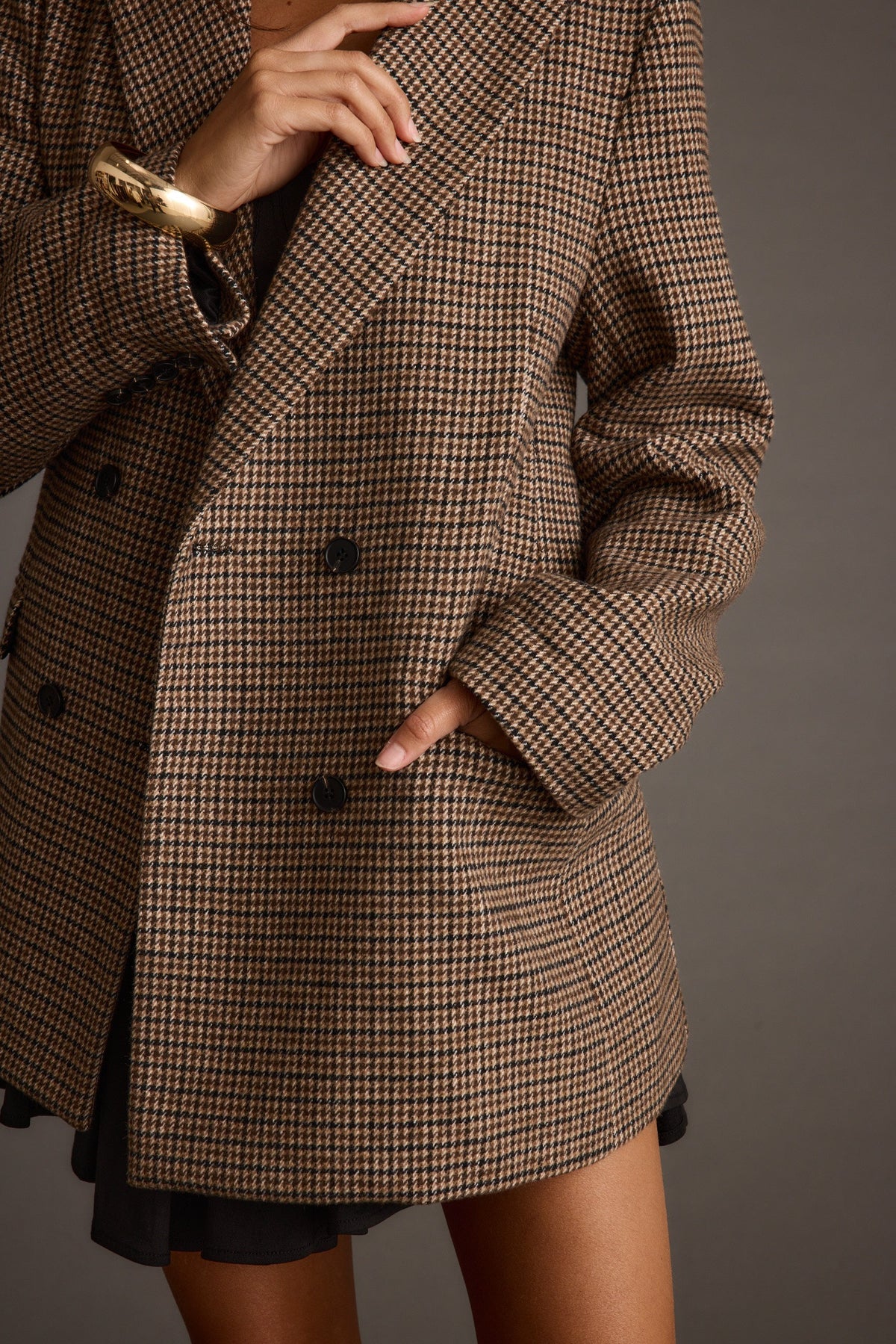 West Village Kahverengi Ekose Blazer Ceket
