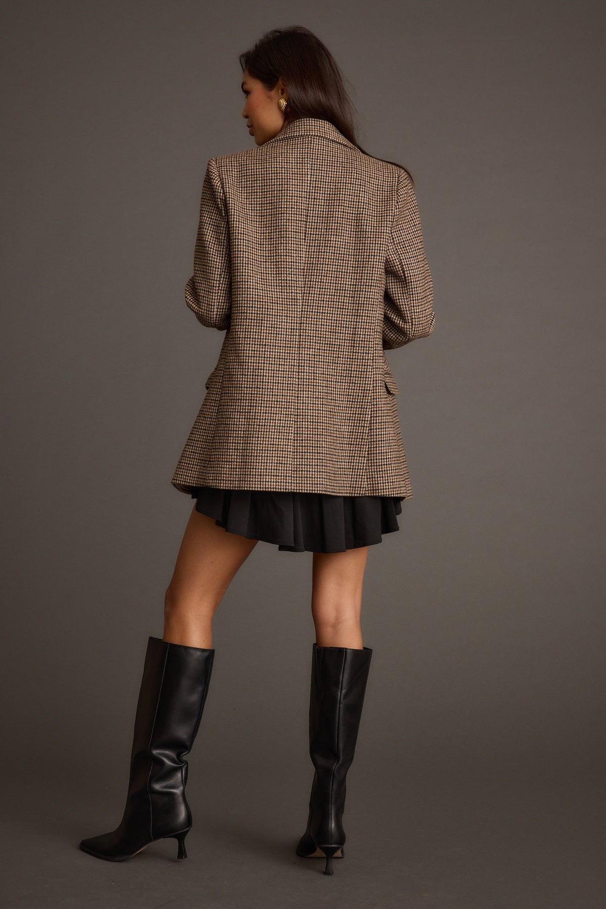 West Village Kahverengi Ekose Blazer Ceket