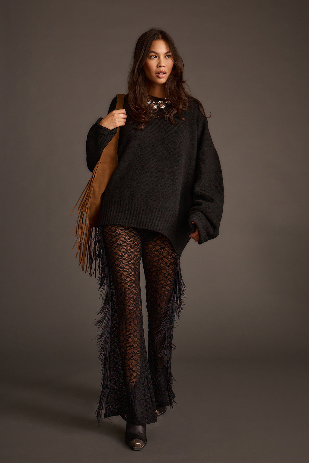 Zoe Siyah Oversize Kazak